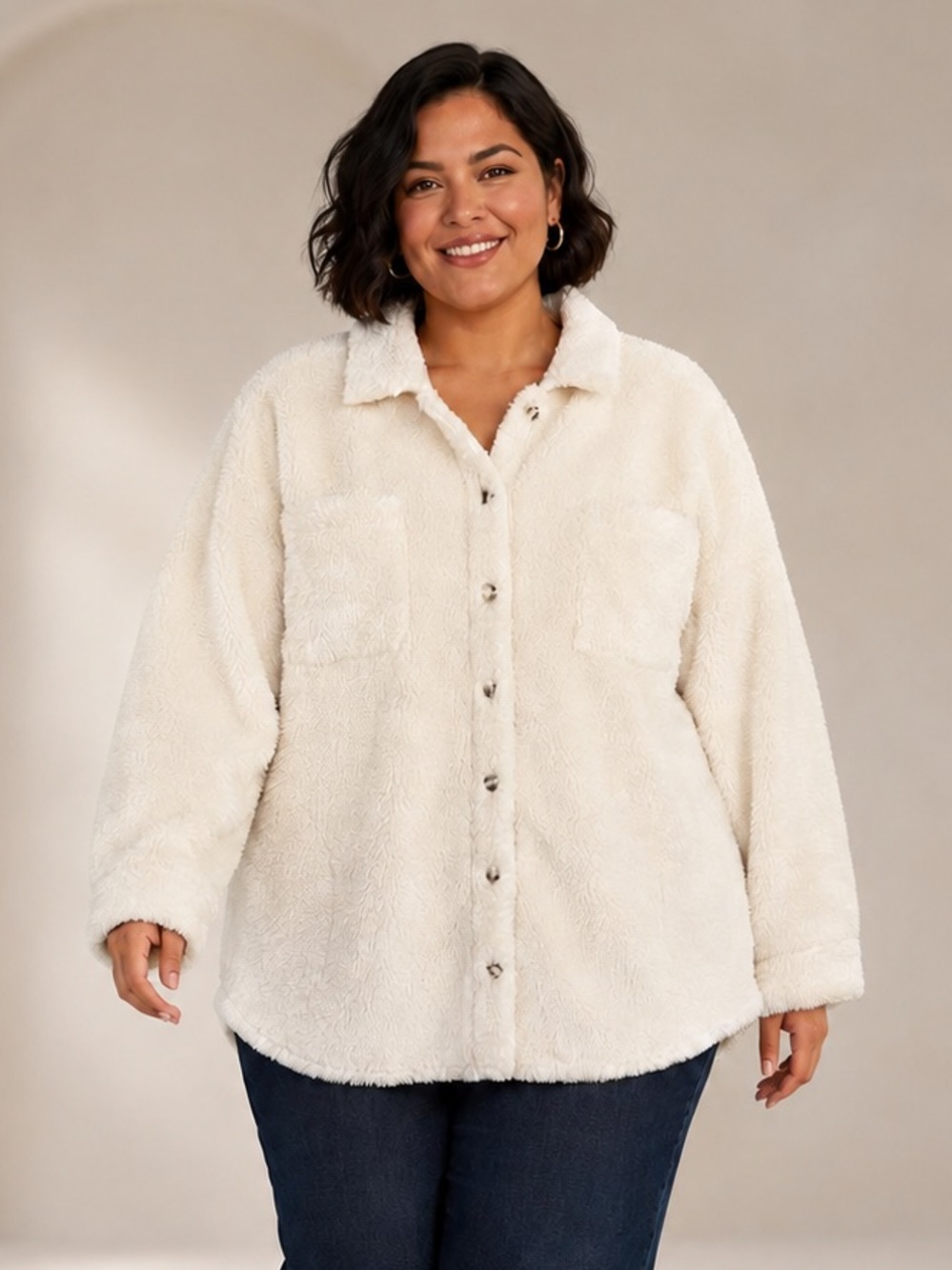 🎉5 for $45🎉 Belle Kim Gravel fuzzy soft jacket coat size 1X
